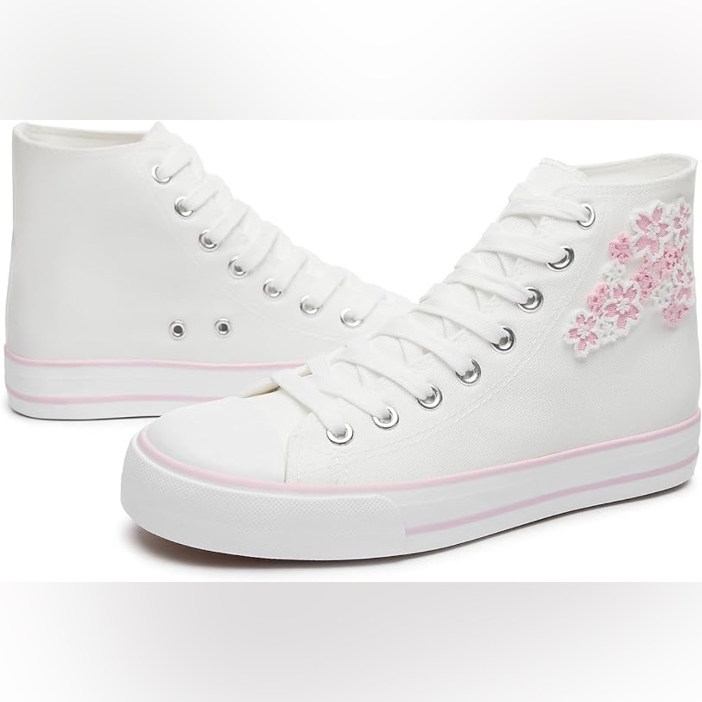 Women's High Top Canvas Sneaker Shoes Classic Fashion Lace Ups Sneakers 8 Y2K